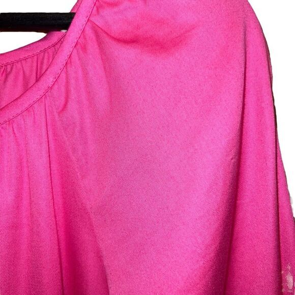 Trina Turk Cassia Tiered Midi Dress Size M Playa Pink Balloon Puff Sleeve‎ - Picture 5 of 10